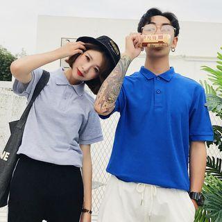 Couple Matching Plain Short Sleeve Polo Shirt