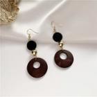 Non-matching Wooden Dangle Earring 1 Pair - Hook Earring - One Size