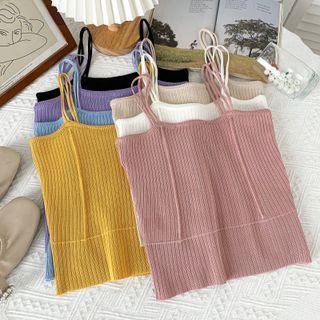Dual-strap Knit Camisole Top In 7 Colors