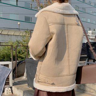 Buckle-neck Faux-shearling Jacket
