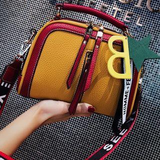 Contrast Trim Faux Leather Crossbody Bag
