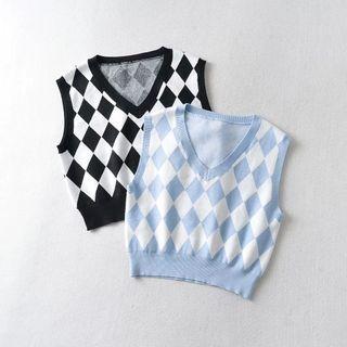 Diamond Jacquard Knit Tank Top