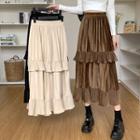 Ruffled Tiered Midi A-line Skirt