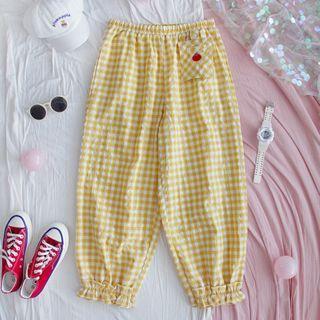 Gingham Harem Pants As Shown In Figure - One Size