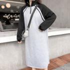Half-zip Raglan Long-sleeve Midi Pullover Dress