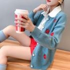 Embroidered Strawberry Cardigan