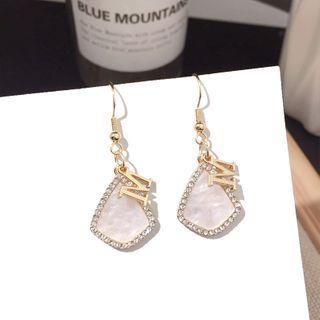 Letter M Rhinestone Shell Dangle Earring 1 Pair - Gold Earring - One Size
