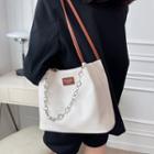 Chain Detail Faux Leather Tote Bag