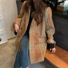Plaid Double-breasted Coat Curcumin - One Size