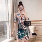 Giraffe Print Short-sleeve Mini A-line Dress