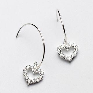 925 Sterling Silver Rhinestone Heart Earring