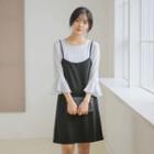 Inset Pattern Top Spaghetti-strap Dress