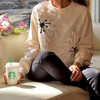 Sequined Rosette Pullover