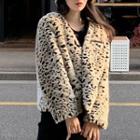 Faux Fur Leopard Print Jacket Leopard - One Size