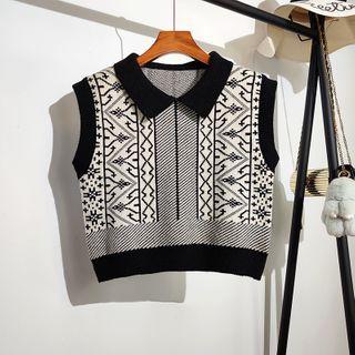 Peter-pan Collar Knit Vest