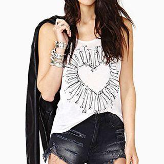Heart Print Tank Top