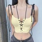 Tie-shoulder Lace-up Crop Camisole Top