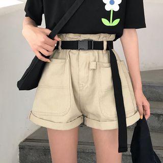 Set: Paperbag Waist Denim Shorts + Belt