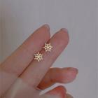 Snowflake Rhinestone Sterling Silver Earring 1 Pair - 925 Silver - Gold - One Size