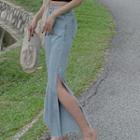 High-waist Side-slit Wide-leg Jeans