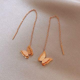 Stainless Steel Butterfly Pendant Necklace 1 Pair - Earrings - One Size