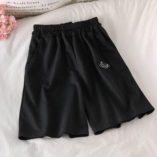 Crescent Embroidered Wide-leg Shorts