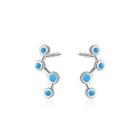Sterling Silver Simple Fashion Geometric Blue Turquoise Stud Earrings Silver - One Size