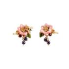 Fashion And Elegant Plated Gold Enamel Flower Bee Stud Earrings Golden - One Size