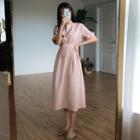 Puff-sleeve Tie-back Dress