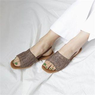 Woven Rattan Sling-back Sandals