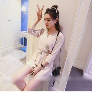 V-neck 3/4-sleeve Playsuit