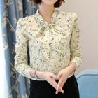 Bow Accent Print Blouse