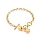 Fashion Personality Plated Gold Dumbbell 316l Stainless Steel Bracelet Silver - One Size