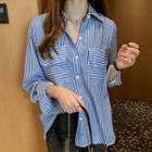 Front Pocket Striped Button-down Shirt