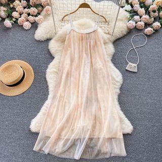 Suspender Ruffle Mesh Dress
