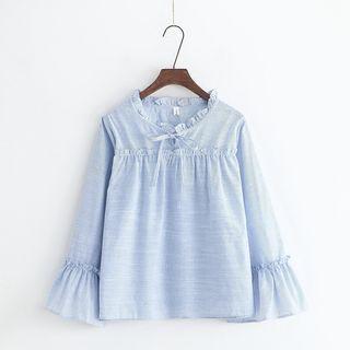Frill Trim Striped Blouse