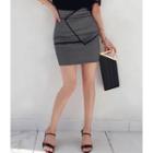 High-waist Pleather-trim Pencil Skirt