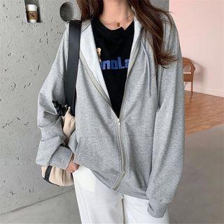 Oversize Zip-up Plain Hoodie