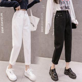 High-waist Straight Fit Cropped Jeans