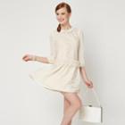 3/4-sleeve Embroidered Dress