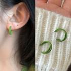 Layered Ear Stud 1279a - 1 Pair - Green - One Size
