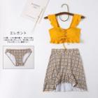 Set: Sleeveless Swim Top + Print Skirt + Bottom