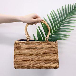 Woven Tote Bag Brown - One Size