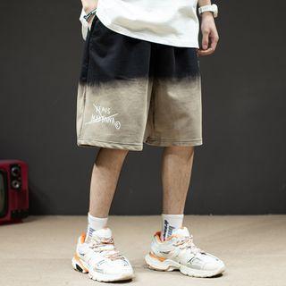 Gradient Lettering Straight Leg Sweatshorts