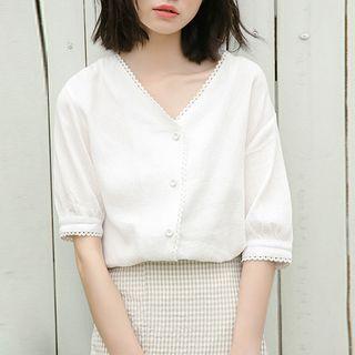 Elbow-sleeve T-shirt / Asymmetric Midi Skirt