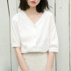 Elbow-sleeve T-shirt / Asymmetric Midi Skirt
