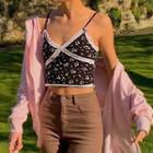 Lace Detailed Floral Print Camisole Top