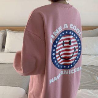 Balloon-sleeve Printed Long Pullover Dress