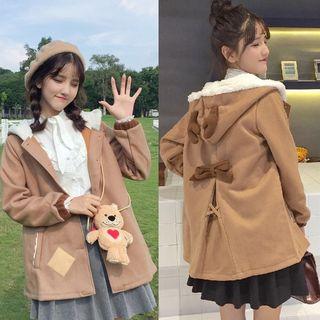 Bow Accent Fleece-lined Hooded Jacket