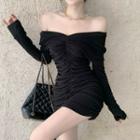 Off-shoulder Ruched-front Dress